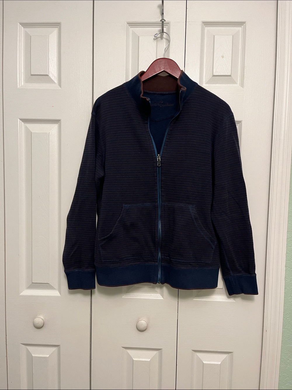 Robert Graham Men's Dark Navy striped Full-Zip Jacket